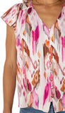 Flutter Sleeveless Button Front Top
