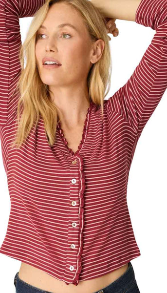 Long Sleeve Pj Top-Pretty Stripes