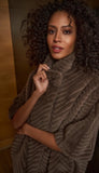 Chevron Faux Fur Cape Style Jacket