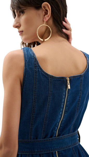 Denim Fit And Flare Midi Dress