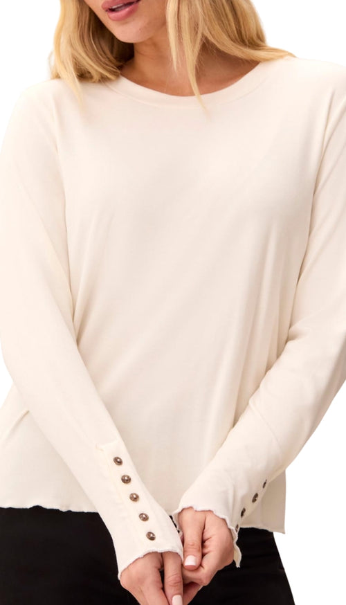 Long Sleeve Crew Neck With Button Detail