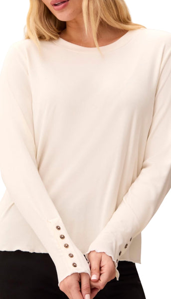 Long Sleeve Crew Neck With Button Detail