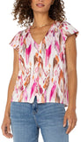 Flutter Sleeveless Button Front Top
