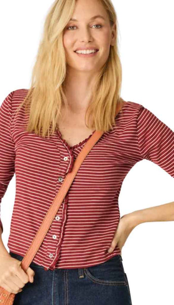 Long Sleeve Pj Top-Pretty Stripes