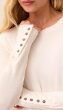 Long Sleeve Crew Neck With Button Detail