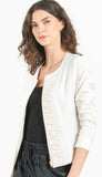 Liquid Leather Ruched Zip 3/4 Sleeve Jacket