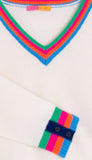 Multi Color Stripe V-Neck Sweater