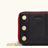 5 North Wallet-Black, Brushed Gold, Red Zip