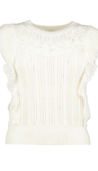 Stella Crochet Sweater Tank - White