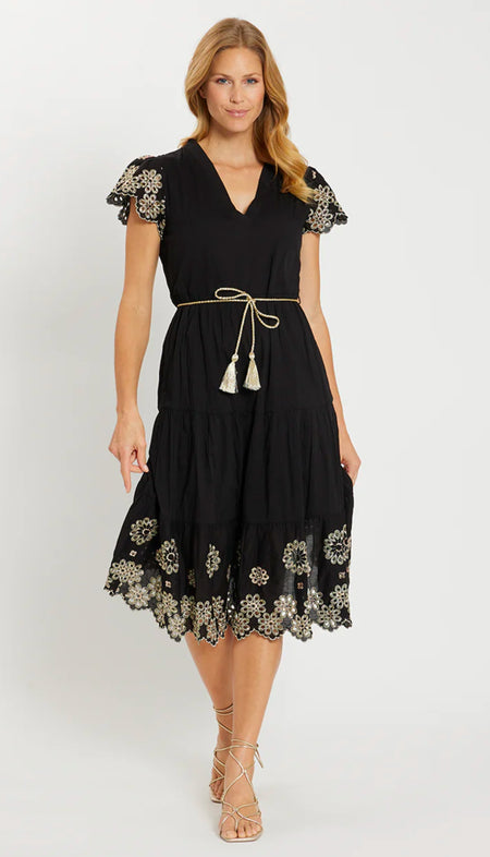 3/4 Sleeve Dress with Bottom Frill