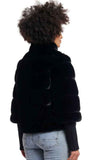 Faux Fur Jacket With Knitted Sleeve