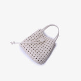 Perrie Bucket Mini Woven Square Tote - Off White