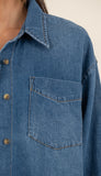 Gertie Button Front Shirt Long Sleeve Pocket