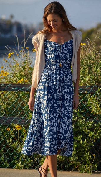 Elastic Waist Midi Dress