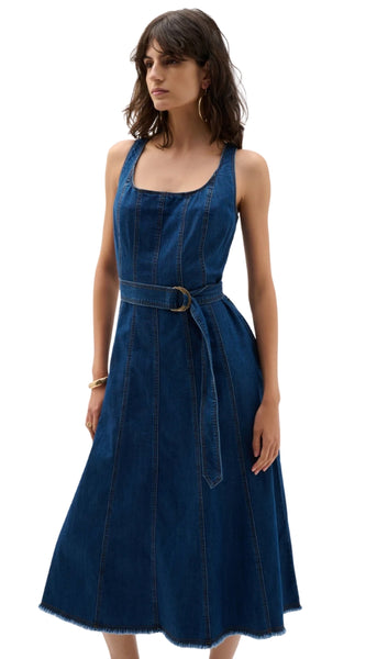 Denim Fit And Flare Midi Dress