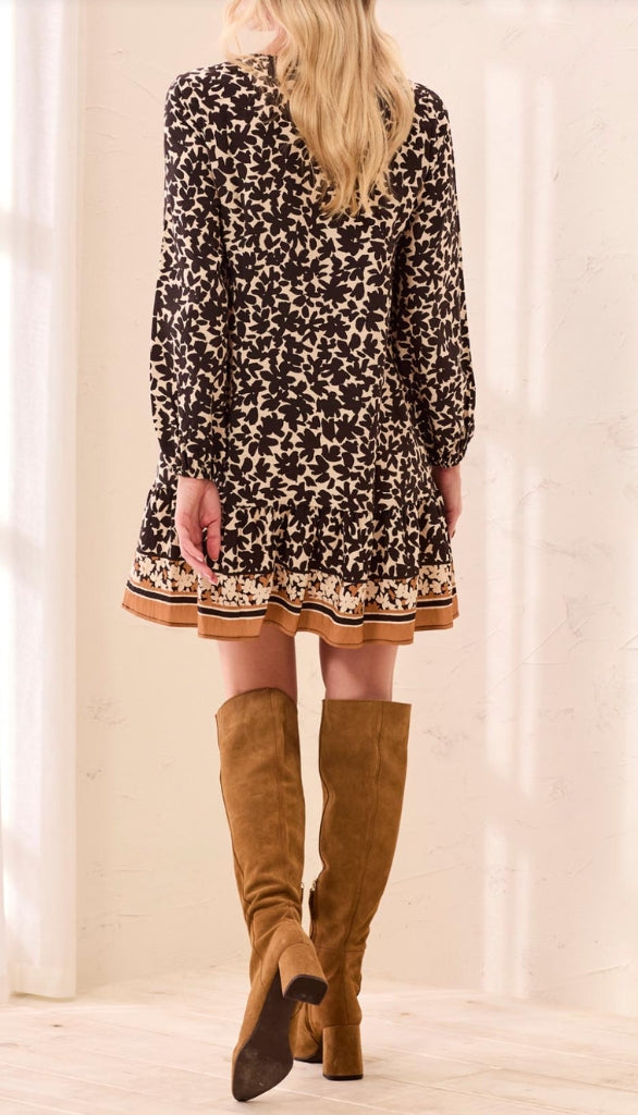Long Sleeve Dress With Border Print
