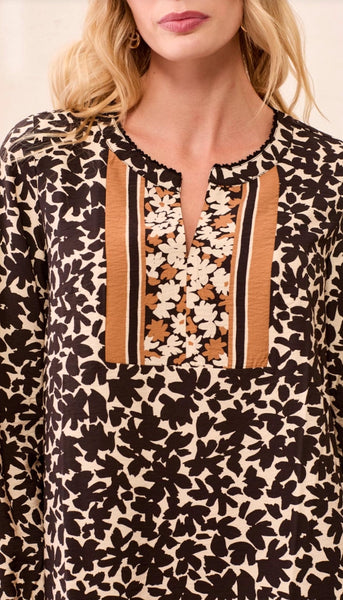 Long Sleeve Dress With Border Print