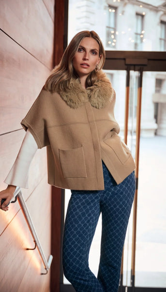 Sweater Jacket With Detchable Faux Fur