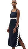 Woven Twill Straight Dress With Contras Trim