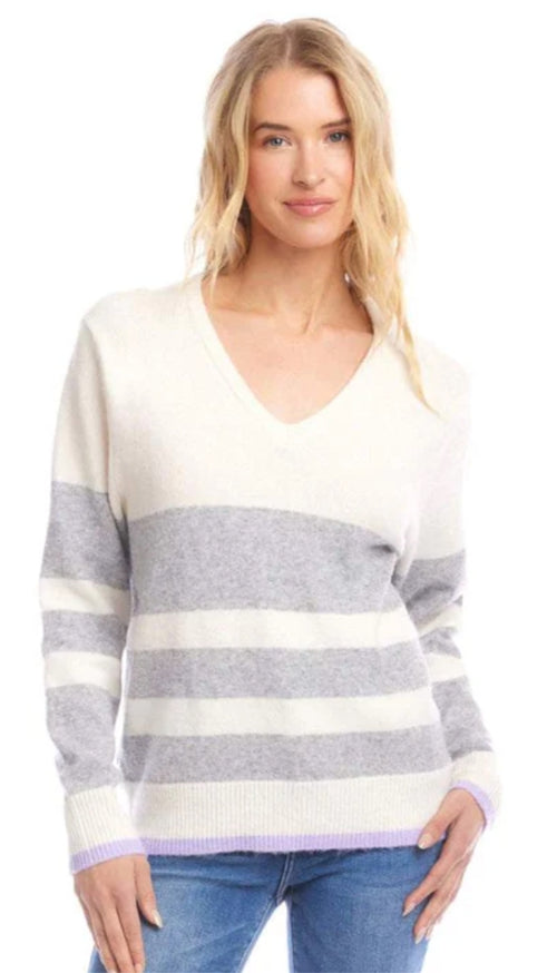 Stripe V Neck Sweater
