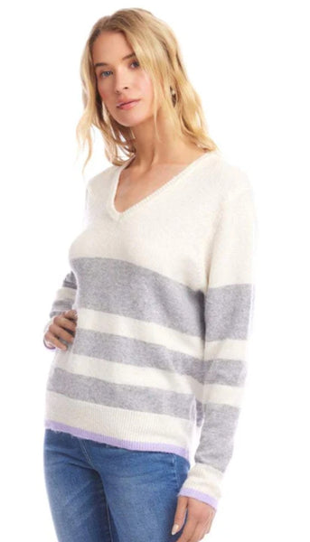 Stripe V Neck Sweater