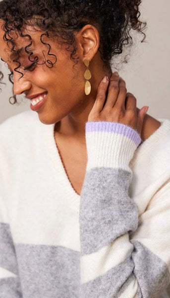 Stripe V Neck Sweater