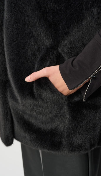 Faux Fur Funnel Neck Boxy Vest