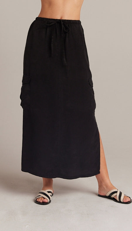 Button Front Long Skirt