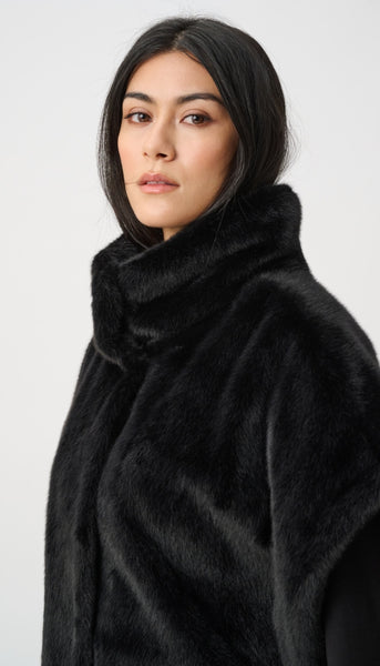 Faux Fur Funnel Neck Boxy Vest