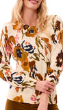 Long Sleeve Printed Cable Crew Neck Sweater