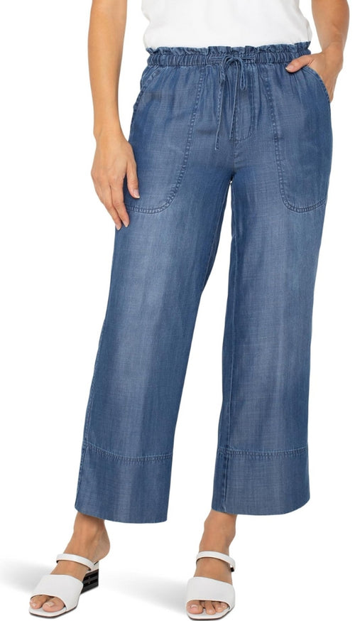 Pull On Tie Waist Wide Leg Ankle