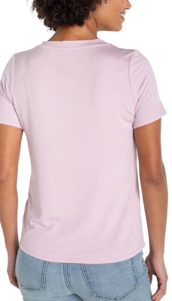 Short Sleeve V Neck Knit Tee