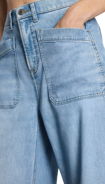 Lightweight Utility Barrel Leg Jeans - Seaside Blue