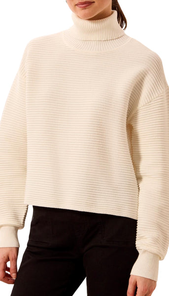 Turtle Neck High Low Sweater With Side Slit