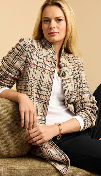 Stitchy Plaid Knit Blazer