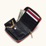 5 North Wallet-Black, Brushed Gold, Red Zip