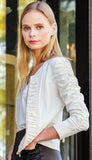 Liquid Leather Ruched Zip 3/4 Sleeve Jacket