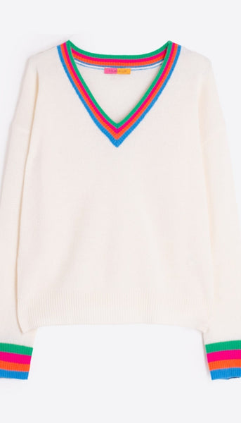 Multi Color Stripe V-Neck Sweater