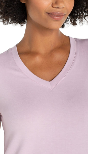 Short Sleeve V Neck Knit Tee