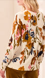 Long Sleeve Printed Cable Crew Neck Sweater