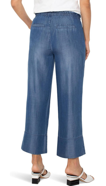Pull On Tie Waist Wide Leg Ankle