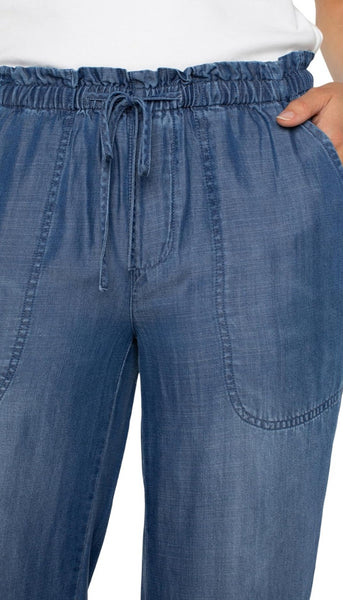 Pull On Tie Waist Wide Leg Ankle