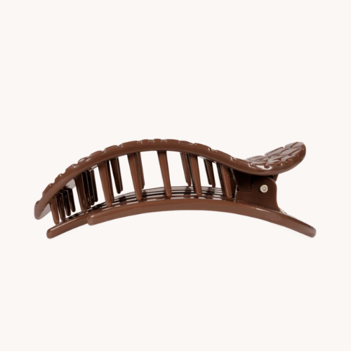 Medium flat round clip-Brown Crocodile