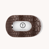 Medium flat round clip-Brown Crocodile