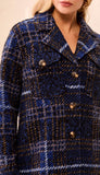 Knit Plaid Notch Collar Shacket