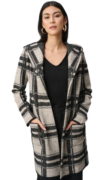 Jacquard Plaid Hooded Jacket