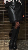 Short Lace Pu Skirt