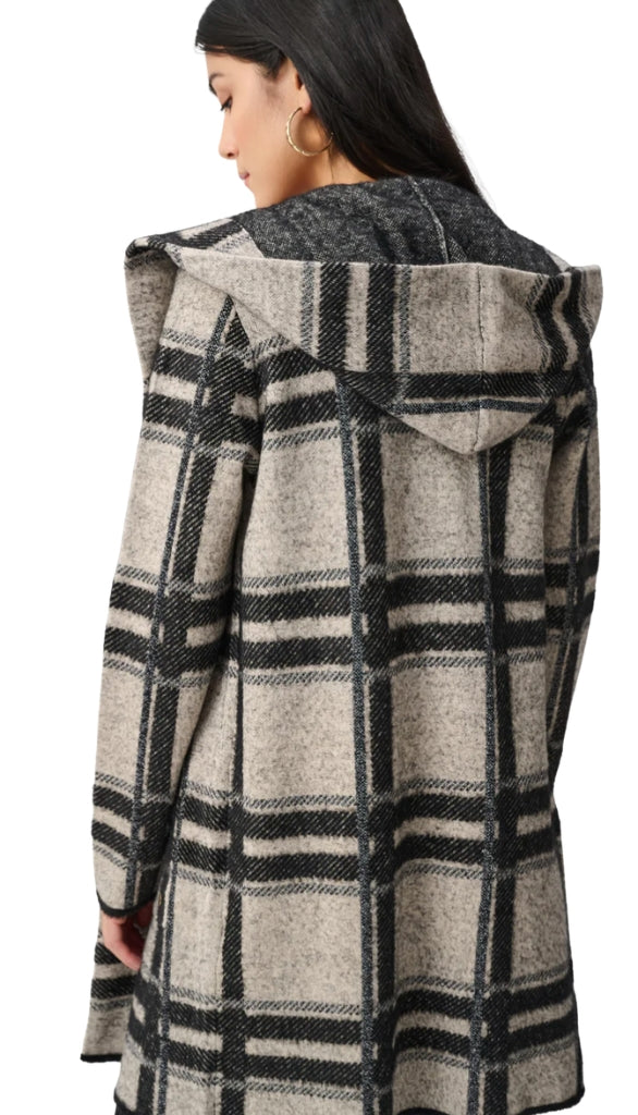 Jacquard Plaid Hooded Jacket