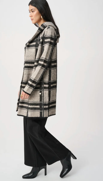 Jacquard Plaid Hooded Jacket