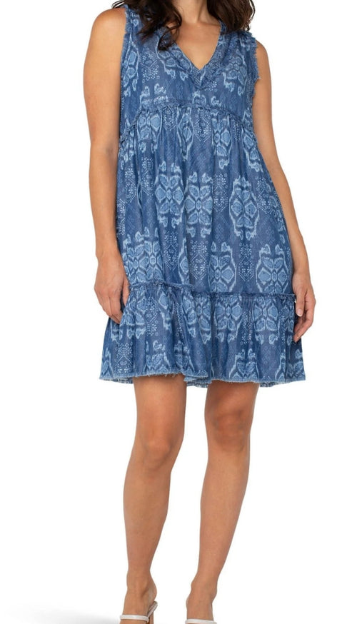 Easy V Neck Ruffle Fray With Pockets
